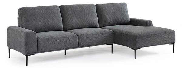 Divano 3 posti con Penisola 260x78/135x83 cm in Fibra di Polipropilene Washington Grigio Scuro
