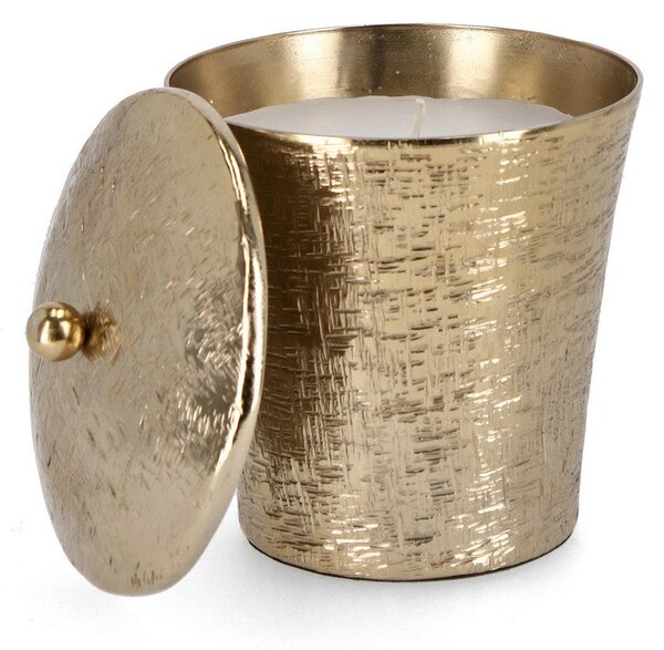 Candela con Coperchio Ø15x15 cm in Metallo Lathe To Oro