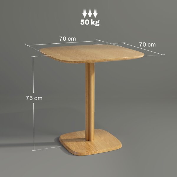 HOMCOM Tavolo da Pranzo in Legno, Tavolo da Cucina Quadrato per 4 Persone, per Spazi Ridotti, 70x70x75 cm, Legno Naturale | Aosom Italy