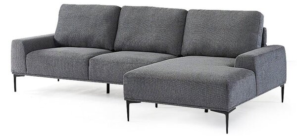 Divano 3 posti con Penisola 260x78/135x83 cm in Fibra di Polipropilene Washington Grigio Scuro