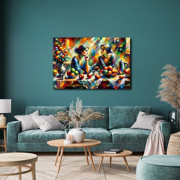 Quadro su tela – Signore al tavolo con frutta