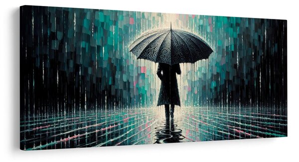 Quadro su tela – Figura misteriosa sotto la pioggia