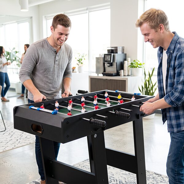 Costway Calcio balilla da tavolo pieghevole, Gioco calcio balilla da interno per sala giochi feste e serate in famiglia Nero
