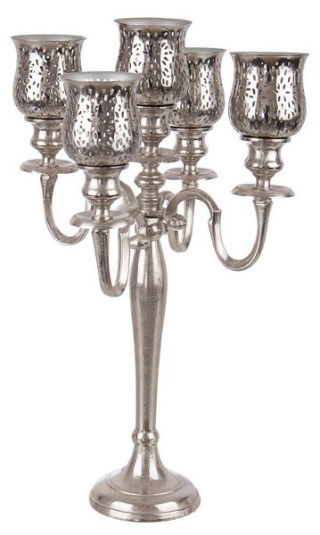 Candelabro Con 5 Braccio 39x39x62 cm in Metallo Sharyn Argento
