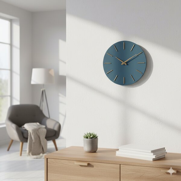 Orologio da Parete Ø40x5 cm in Legno TimeLine Blu