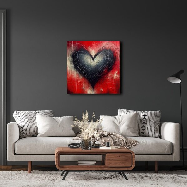 Quadro su tela – Cuore in bianco e nero nel caos