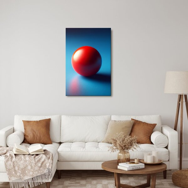 Quadro su tela – Sfera rossa su sfondo blu