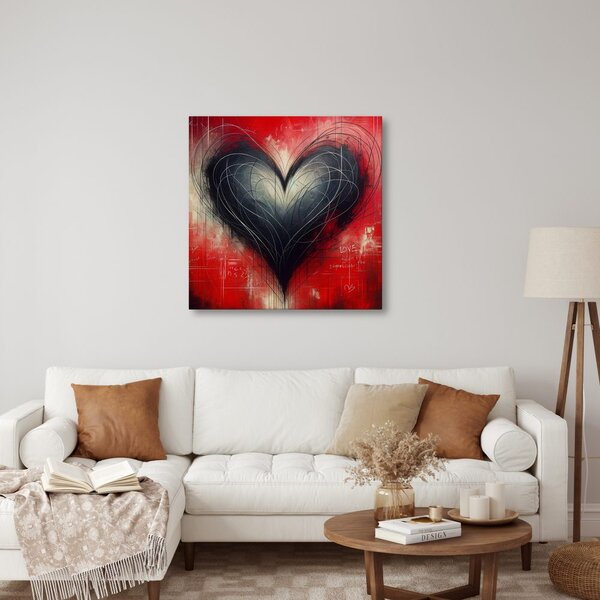 Quadro su tela – Cuore in bianco e nero nel caos