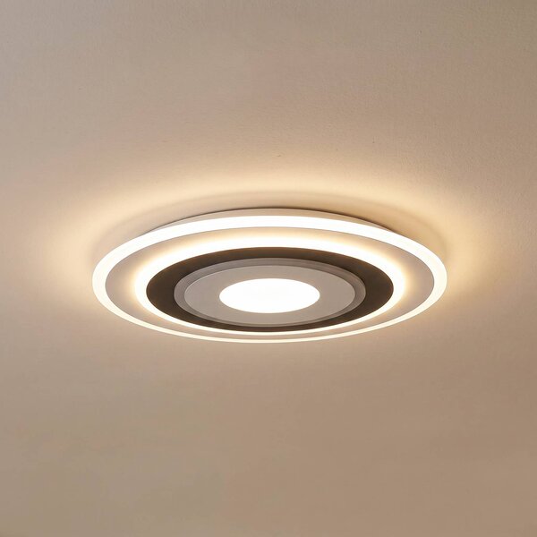 Plafoniera a LED Rebeka Lindby, dimmerabile, Bianco / Opale, Soggiorno / Sala da pranzo, Plastica, Moderno, Plafoniera LED