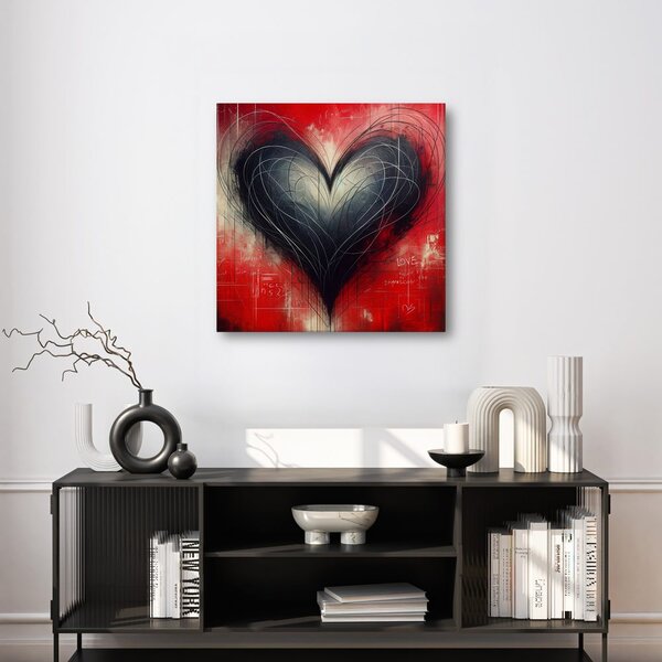 Quadro su tela – Cuore in bianco e nero nel caos