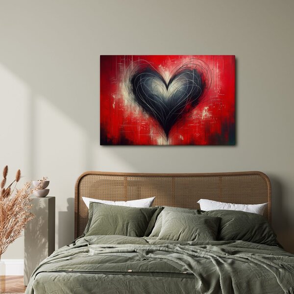Quadro su tela – Cuore su sfondo rosso