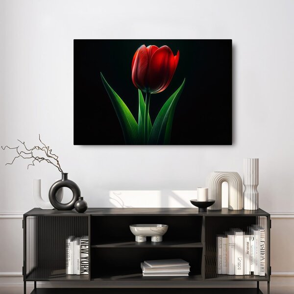 Quadro su tela – Eleganza del tulipano rosso