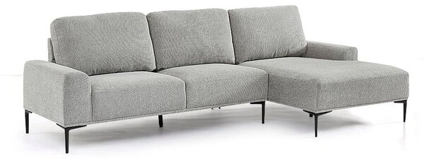 Divano 3 Posti con Penisola 260x78/135x83 cm in Fibra di Polipropilene Washington Grigio Chiaro