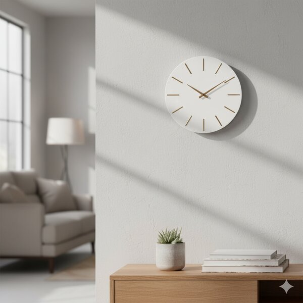 Orologio da Parete Ø40x5 cm in Legno TimeLine Bianco
