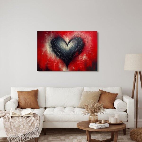 Quadro su tela – Cuore su sfondo rosso