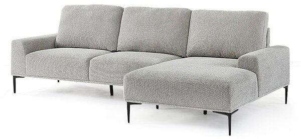 Divano 3 Posti con Penisola 260x78/135x83 cm in Fibra di Polipropilene Washington Grigio Chiaro