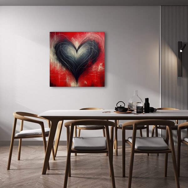 Quadro su tela – Cuore in bianco e nero nel caos