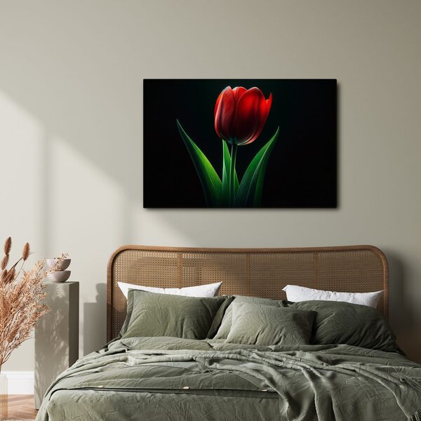 Quadro su tela – Eleganza del tulipano rosso