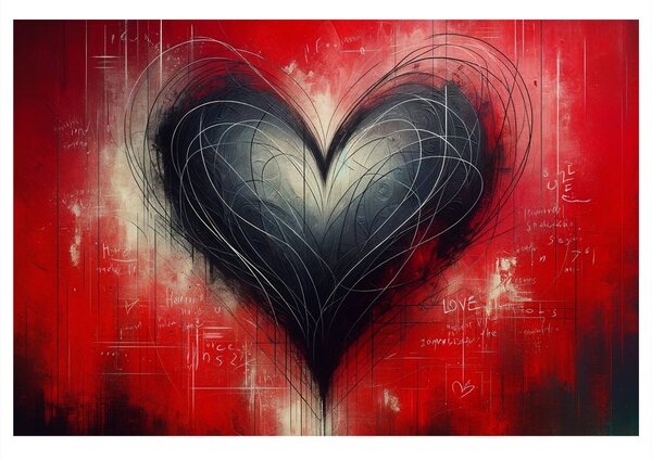 Quadro su tela – Cuore su sfondo rosso