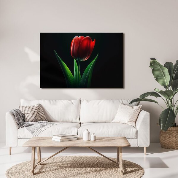 Quadro su tela – Eleganza del tulipano rosso
