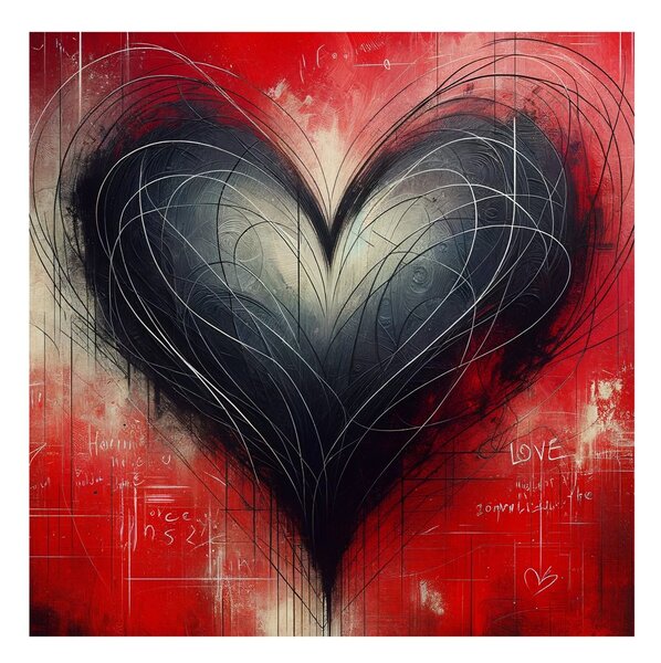 Quadro su tela – Cuore in bianco e nero nel caos
