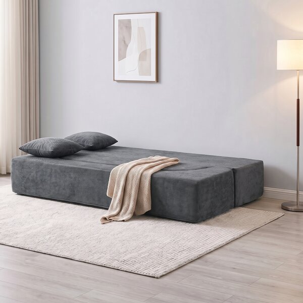 HOMCOM Divano letto a pavimento con seduta ampia e imbottitura ad alta densità, grigio scuro | Aosom Italy