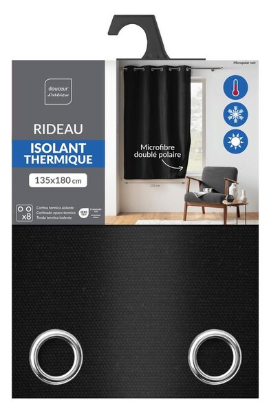 Tenda termoisolante/parzialmente oscurante nera in microfibra 135x180 cm Micropolar – douceur d'intérieur