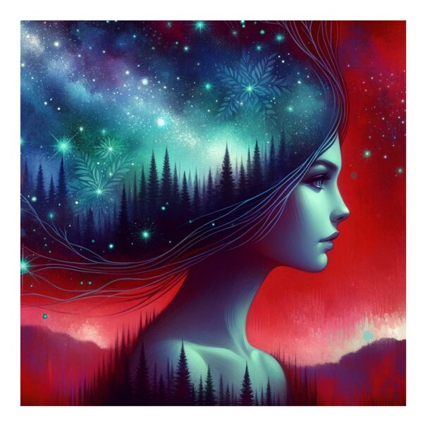 Quadro su tela – Galassia onirica e silhouette