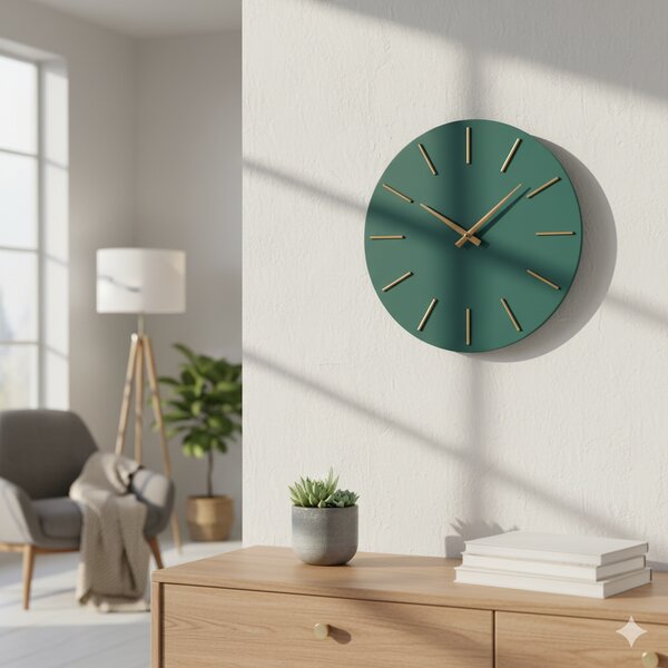 Orologio da Parete Ø40x5 cm in Legno TimeLine Verde