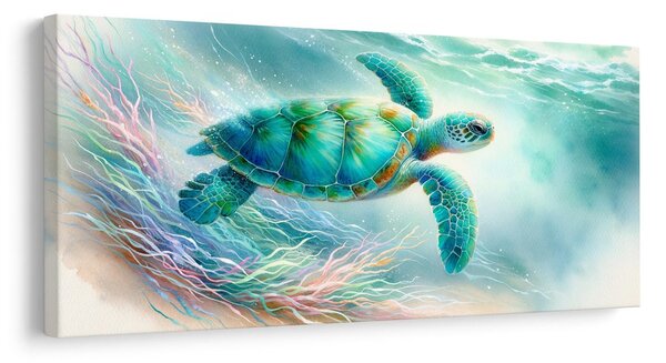 Quadro su tela – Tartaruga tra i coralli