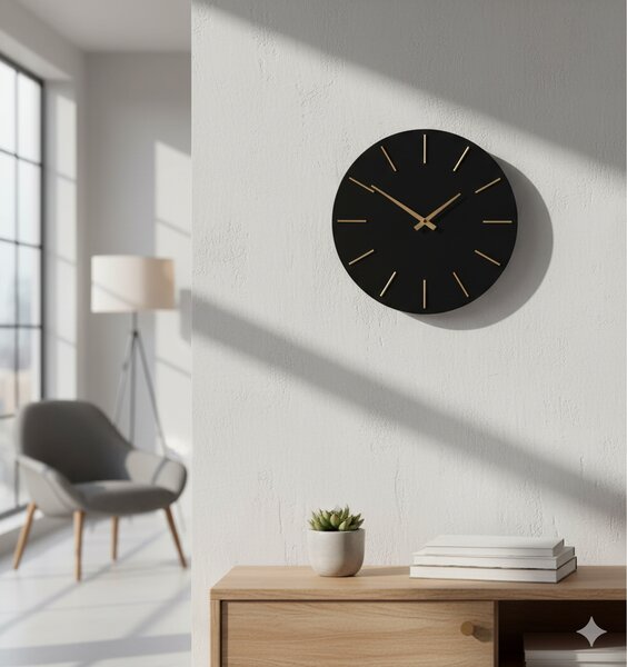 Orologio da Parete Ø40x5 cm in Legno TimeLine Nero