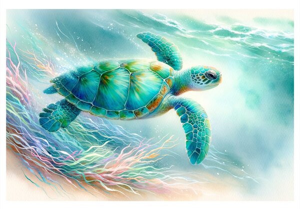 Quadro su tela – Tartaruga marina nell'oceano