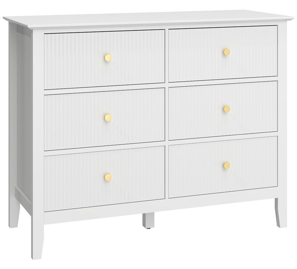 HOMCOM Cassettiera Sideboard con 6 Cassetti, Mobile Contenitore Moderno per Soggiorno, Camera da Letto e Corridoio, 100x40x78 cm, Bianco | Aosom Italy