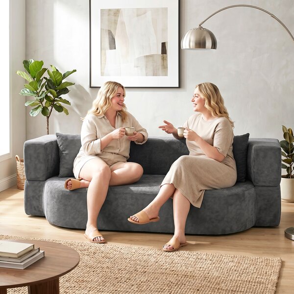 HOMCOM Divano letto a pavimento con seduta ampia e imbottitura ad alta densità, grigio scuro | Aosom Italy
