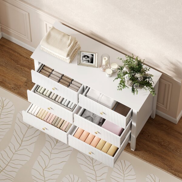 HOMCOM Cassettiera Sideboard con 6 Cassetti, Mobile Contenitore Moderno per Soggiorno, Camera da Letto e Corridoio, 100x40x78 cm, Bianco | Aosom Italy