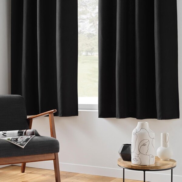 Tenda termoisolante/parzialmente oscurante nera in microfibra 135x180 cm Micropolar – douceur d'intérieur