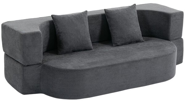 HOMCOM Divano letto a pavimento con seduta ampia e imbottitura ad alta densità, grigio scuro | Aosom Italy