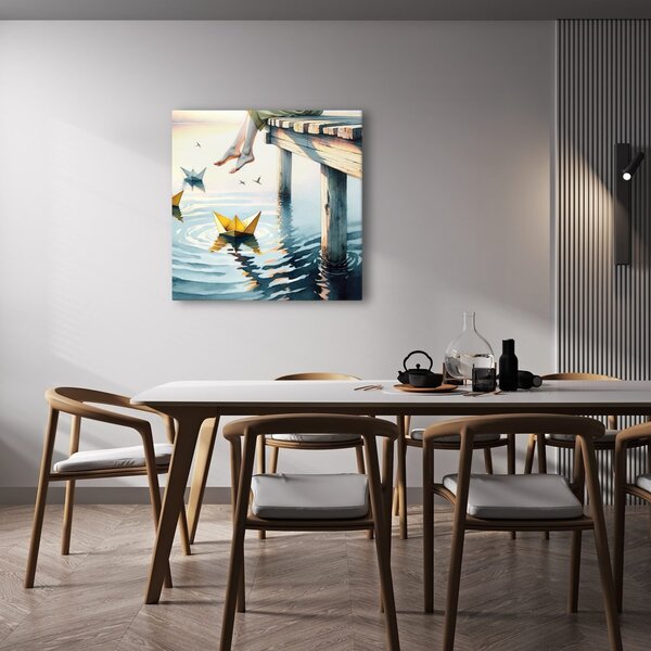 Quadro su tela – Relax sul molo al lago