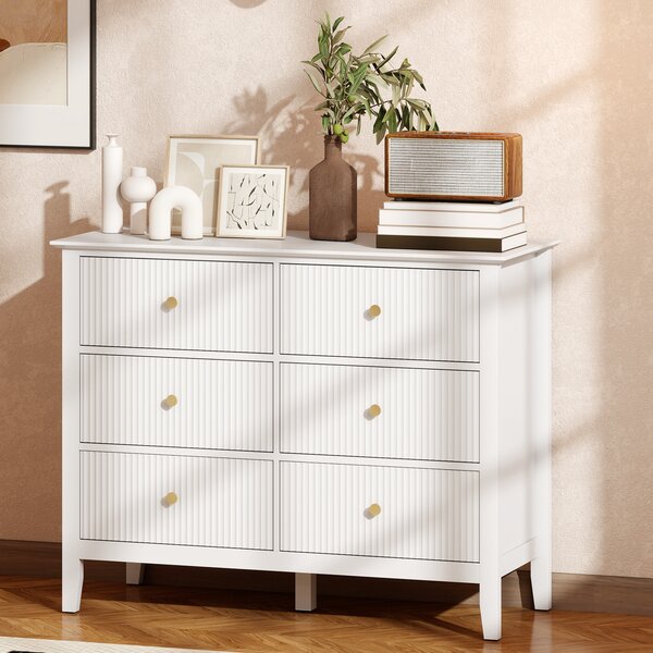 HOMCOM Cassettiera Sideboard con 6 Cassetti, Mobile Contenitore Moderno per Soggiorno, Camera da Letto e Corridoio, 100x40x78 cm, Bianco | Aosom Italy