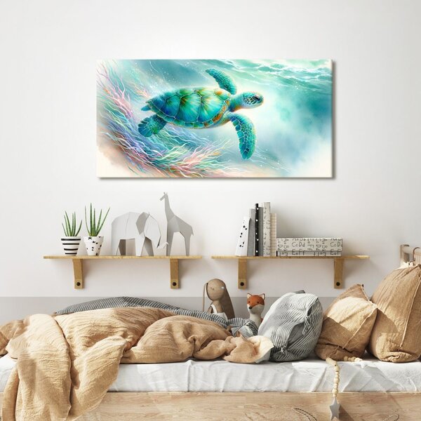 Quadro su tela – Tartaruga tra i coralli