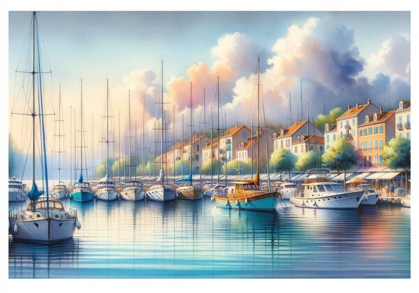 Quadro su tela – Marina tranquilla all'alba