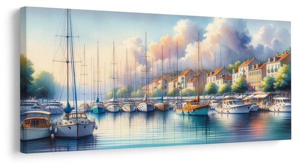 Quadro su tela – Porto con case colorate