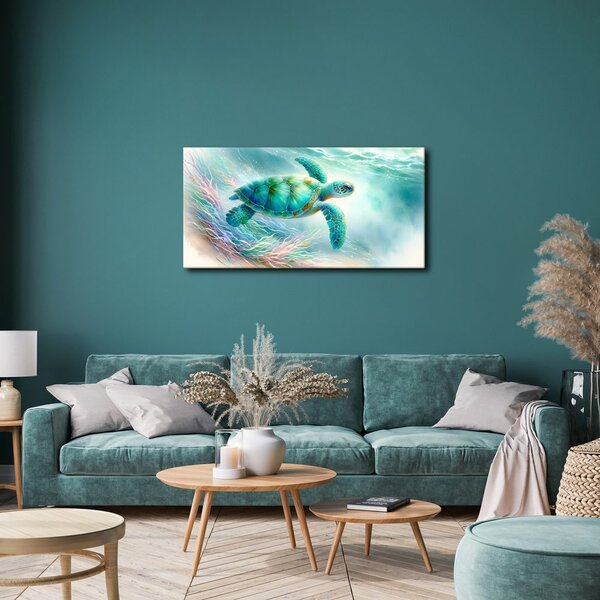 Quadro su tela – Tartaruga tra i coralli