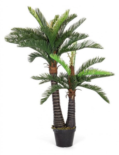 Set 2 Piante Artificiali Palma altezza 150 cm in Plastica con Vasi Verde