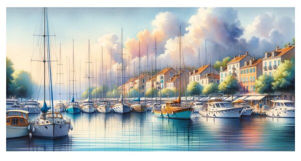 Quadro su tela – Porto con case colorate