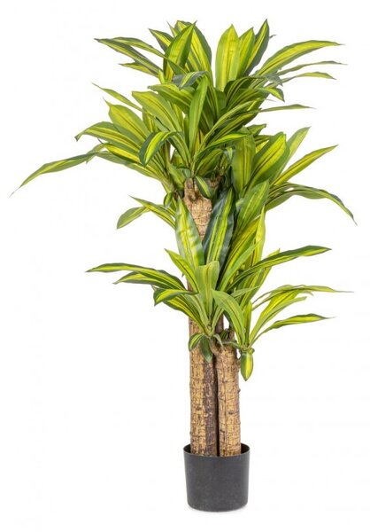 Set 2 Piante Artificiali Dracaena Ø100x130 cm in Plastica con Vasi Verde