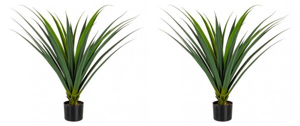 Set 2 Piante Artificiali Ruscaceae Altezza 90 cm in Plastica con Vasi Verde