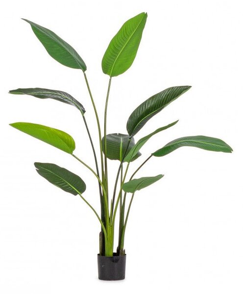 Set 2 Piante Artificiali Strelitzia 90x80x150 cm in Plastica con Vasi Verde