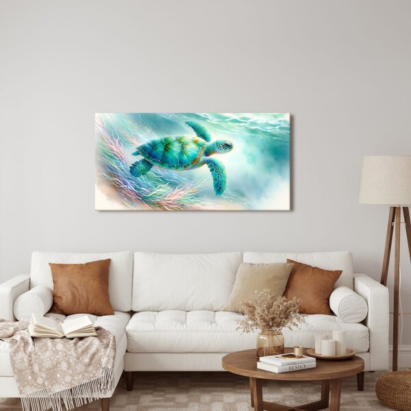 Quadro su tela – Tartaruga tra i coralli