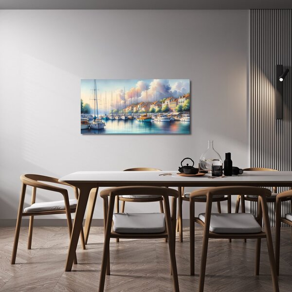 Quadro su tela – Porto con case colorate